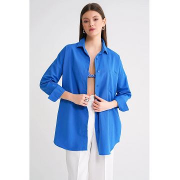 Camasa dama -  cu nasturi - albastru - textil -