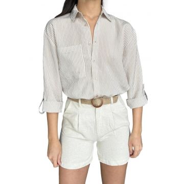Camasa dama -  dungi - alb-maro - textil -