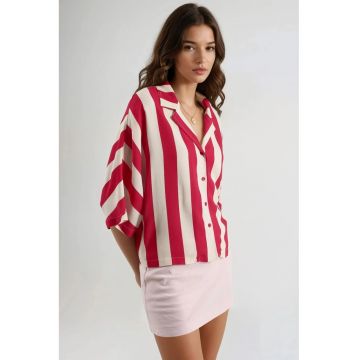 Camasa dama  dungi - rosu/alb - textil