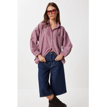 Camasa dama - Happiness Istanbul - supradimensionata - rosu - bumbac