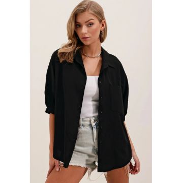 Camasa dama - HiCCUP - bumabc - cu buzunar - negru