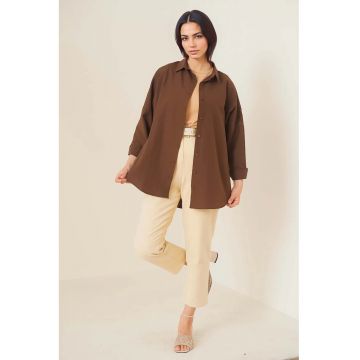 Camasa dama - HiCCUP - croiala lejera - bumbac - maro