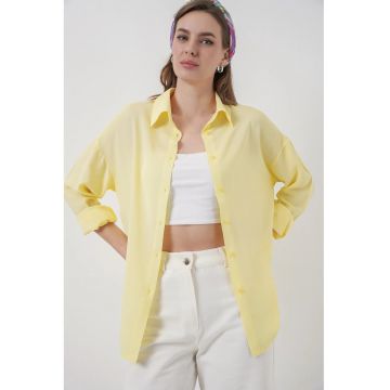 Camasa dama - HiCCUP - cu nasturi - Galben chihlimbar - Textil