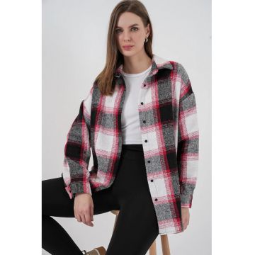 Camasa dama - HiCCUP - flanel - regular fit - caramiziu - textil