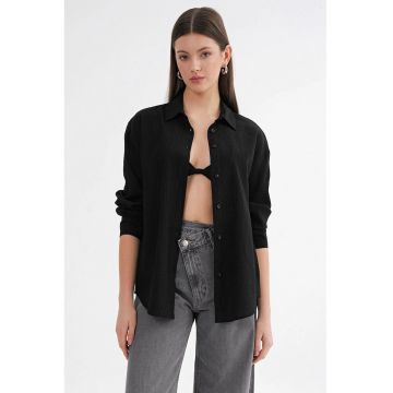 Camasa dama -  Relaxed Fit - negru - textil