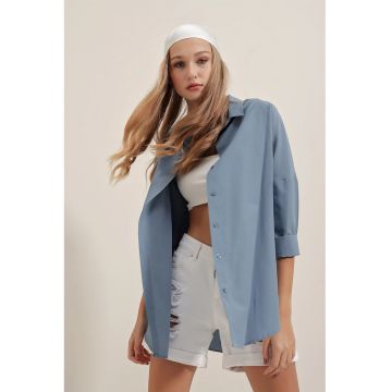 Camasa dama -  supradimensionata - bumbac - albastru