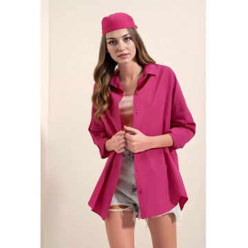 Camasa dama -  supradimensionata - bumbac - roz
