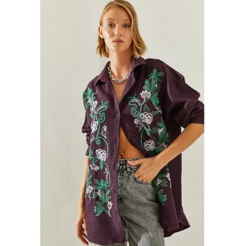 Camasa dama  supradimensionata - mov ametist - Violet