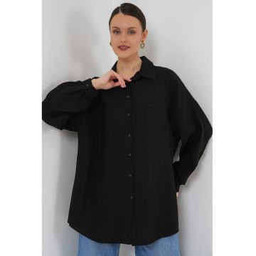 Camasa dama  supradimensionata - neagra - textil