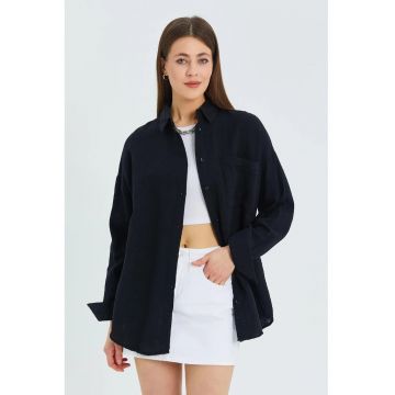 Camasa dama  supradimensionata negru - Negru