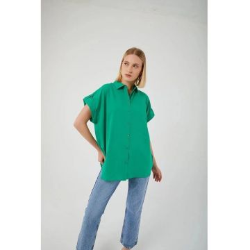 Camasa dama -  supradimensionata - verde - textil