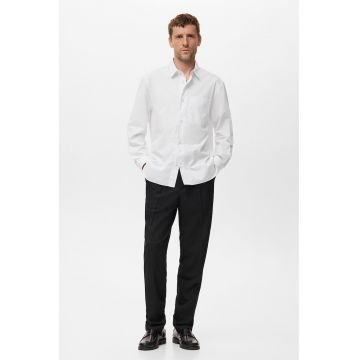 Camasa de bumbac cu buzunar pe piept - Alb murdar