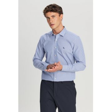 Camasa de bumbac cu maneci lungi - Alb/Albastru