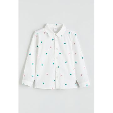 Camasa de bumbac cu model de Craciun - Rosu/Alb/Verde