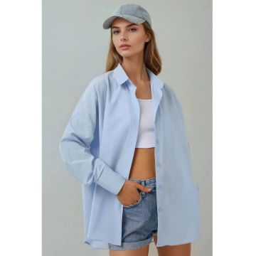 Camasa din amestec de in cu guler ascutit