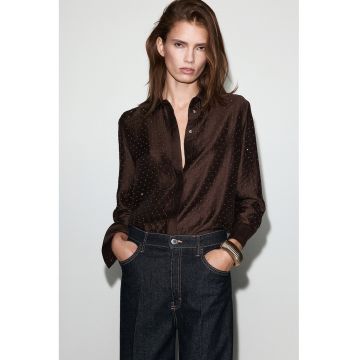 Camasa din amestec de lyocell - Maro/Argintiu