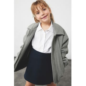 Camasa din bumbac cu buzunar pe piept - Alb optic