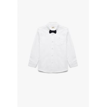 Camasa din bumbac cu maneci lungi - Alb optic