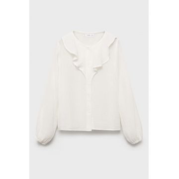 Camasa din bumbac cu volane - Alb murdar
