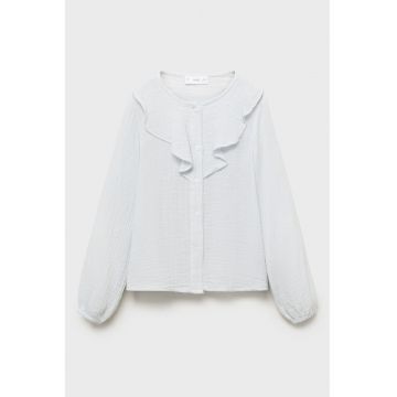 Camasa din bumbac cu volane - Alb optic