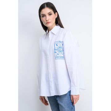 Camasa din bumbac Edafne - Alb/Albastru