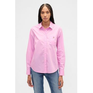 Camasa din bumbac organic cu buzunar pe piept - Roz