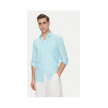 Camasa din in si vascoza - albastru aquamarin