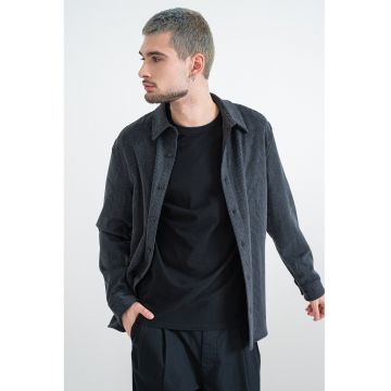 Camasa din reiat cu maneca lunga - Gri antracit