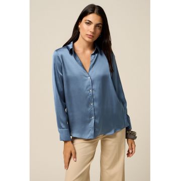 Camasa din satin - Albastru petrol