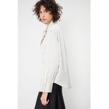 Camasa din satin cu funda din panglici - Alb