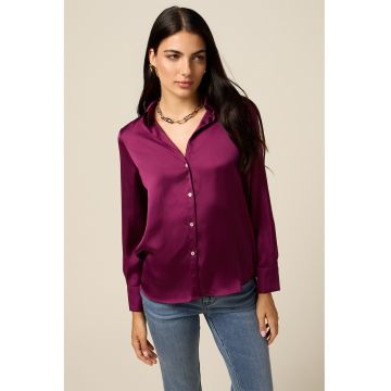 Camasa din satin - Roz zmeuriu