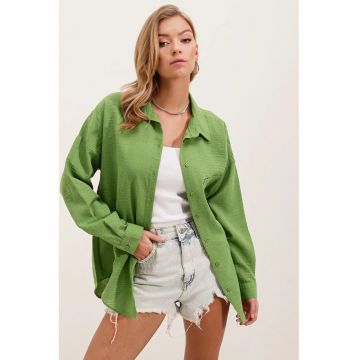 Camasa HiCCUP - model BDART - cu buzunar - verde - in