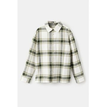 Camasa in carouri cu buzunar pe piept - Kaki/Alb murdar/Verde sparanghel