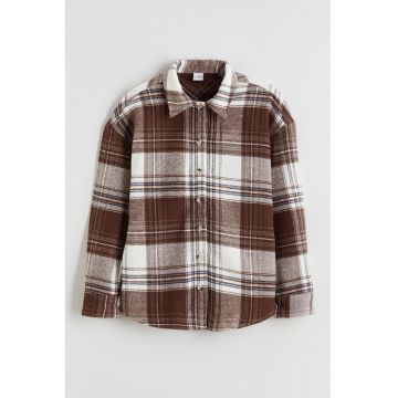 Camasa in carouri cu guler clasic - Alb/Maro