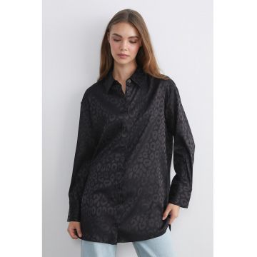 Camasa lejera cu animal print - Negru