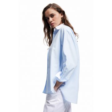 Camasa lejera din amestec de bumbac - Albastru azur