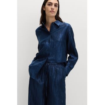Camasa lejera din amestec de lyocell cu aspect stralucitor - Albastru inchis