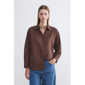 Camasa lejerea din bumbac - Maro scortisoara