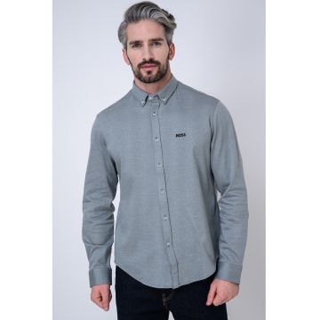 Camasa Oxford regular fit cu broderie logo - Alb/Verde sparanghel