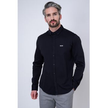 Camasa Oxford regular fit cu broderie logo - Albastru ultramarin