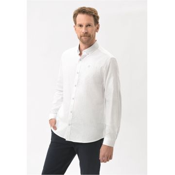 Camasa pentru barbati  K-Macas - bumbac - Alb cu imprimeu buline - Regular Fit