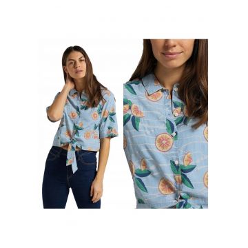 Camasa Pentru Femei -  Camasa Resort Legata - Croiala Normala - Nasturi - 100% Lyocell - Fara Buzunare - S - Albastru - 1 Bucata