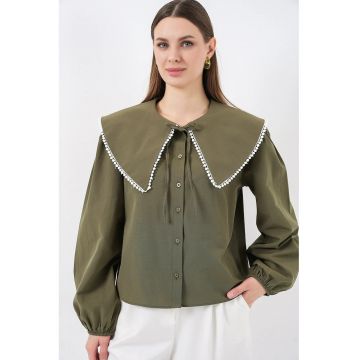 Camasa  Poplin - verde - bumbac