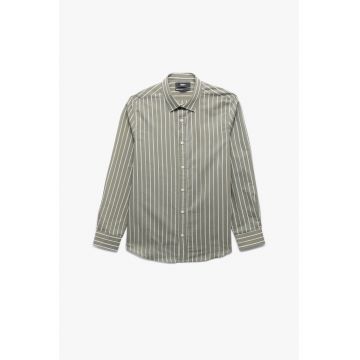 Camasa regular-fit cu dungi - Alb/Verde sparanghel