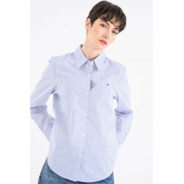 Camasa regular fit cu guler ascutit - Alb/Albastru petrol