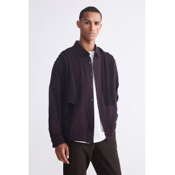 Camasa regular fit cu mansete cu nasturi - Violet aubergine