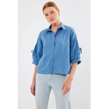 Camasa scurta dama HiCCUP - bumbac - albastru