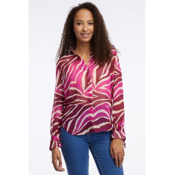 Camasa semitransparenta cu animal print - Rosu inchis/Roz