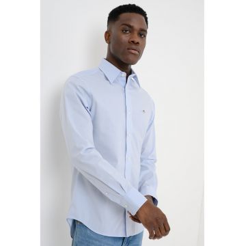 Camasa slim fit cu logo - Albastru pastel