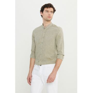 Camasa slim fit de in si bumbac - Grej